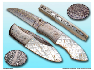 Vernie Reed Checkered Mother of Pearl & Damascus Art Knife